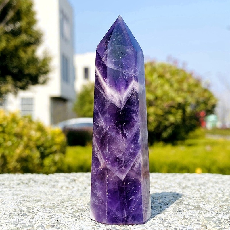 74g Natural dreamy amethyst obelisk quartz crystal energy column