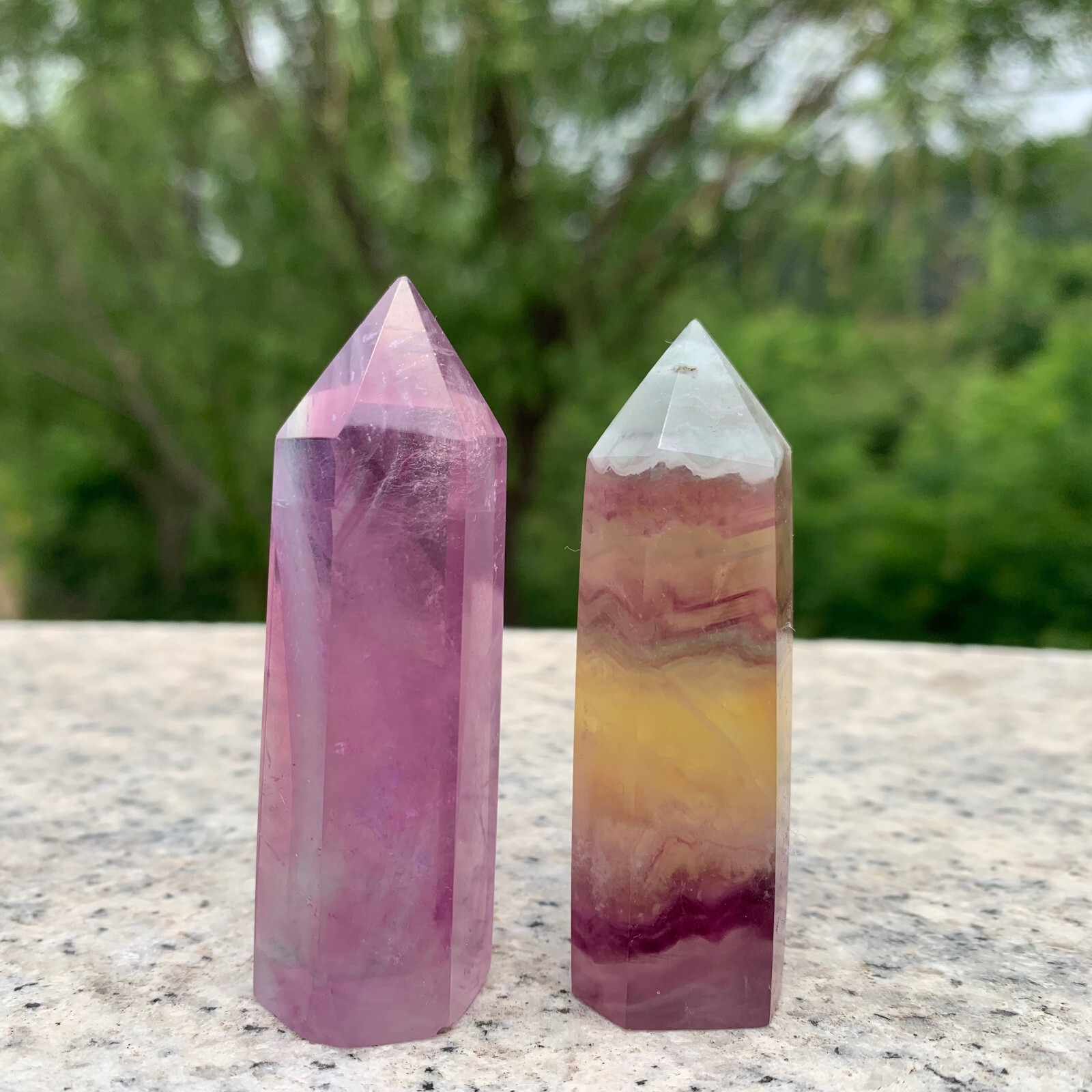 1kg Natural fluorite quartz obelisk crystal wand point healing random G666