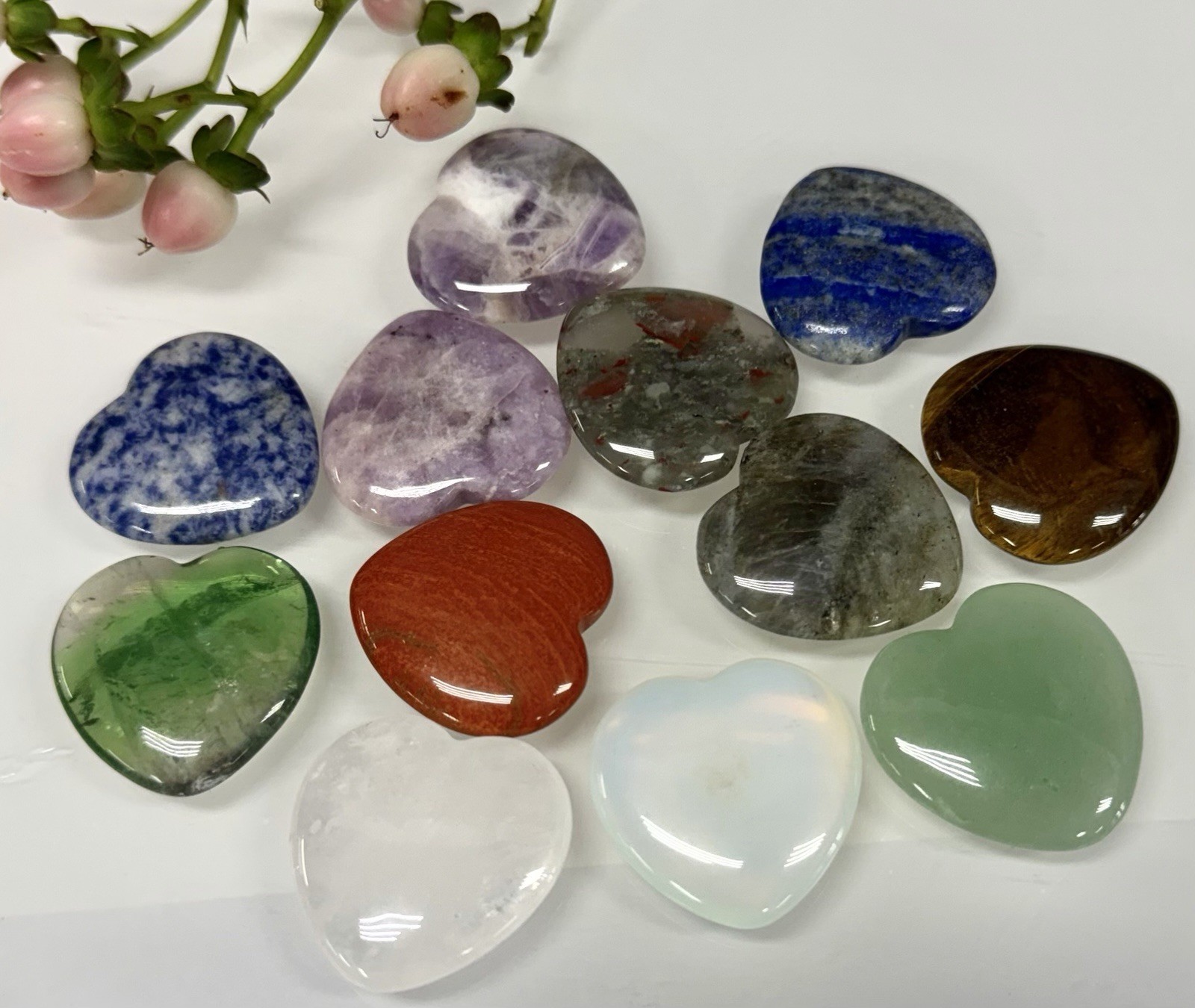 Wholesale Lot 12 Pcs 30mm Mixed Crystal Heart ❤️ Healing Energy