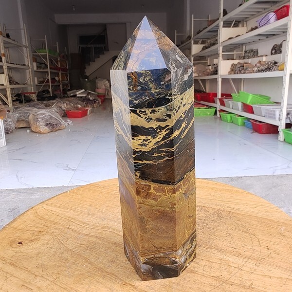 735g WOW! Natural Rare Pietersite Crystal Obelisk Quartz Tower Point Healing