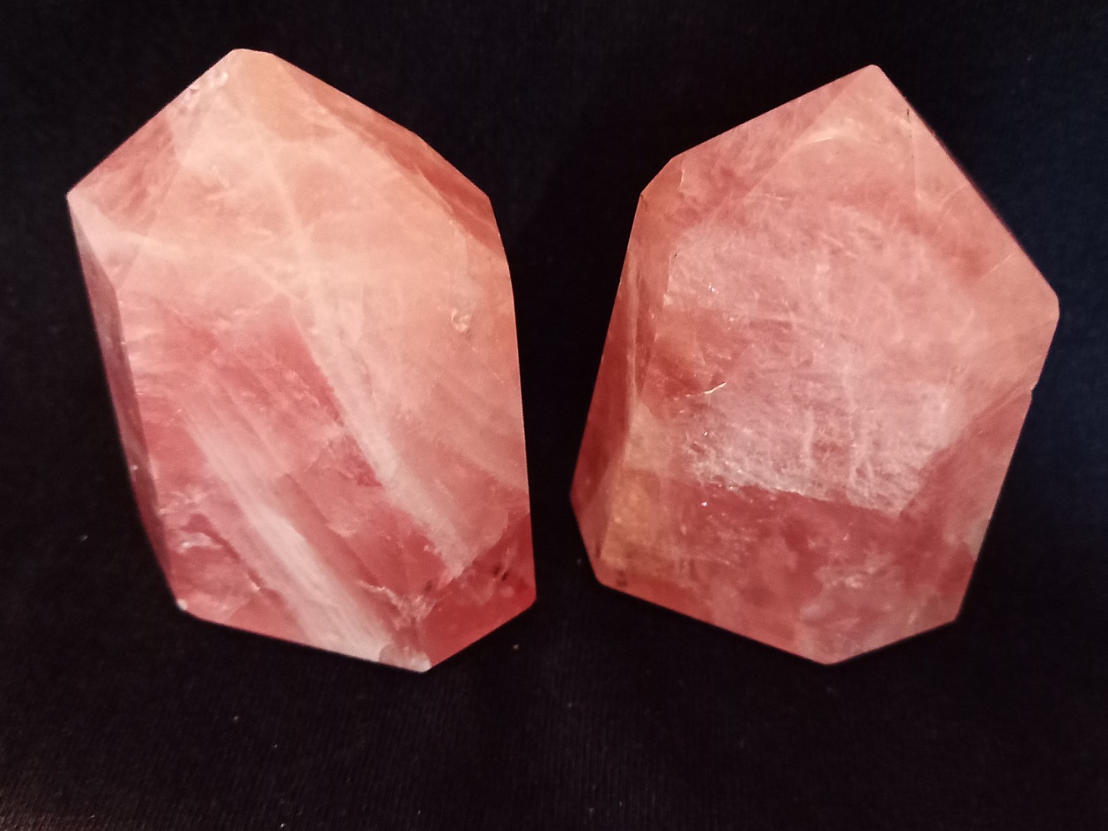 Brazil Rose Quartz Collection, Sphere 62mm, 2 Pillars, 10 Pocket Stones, Gemmy!