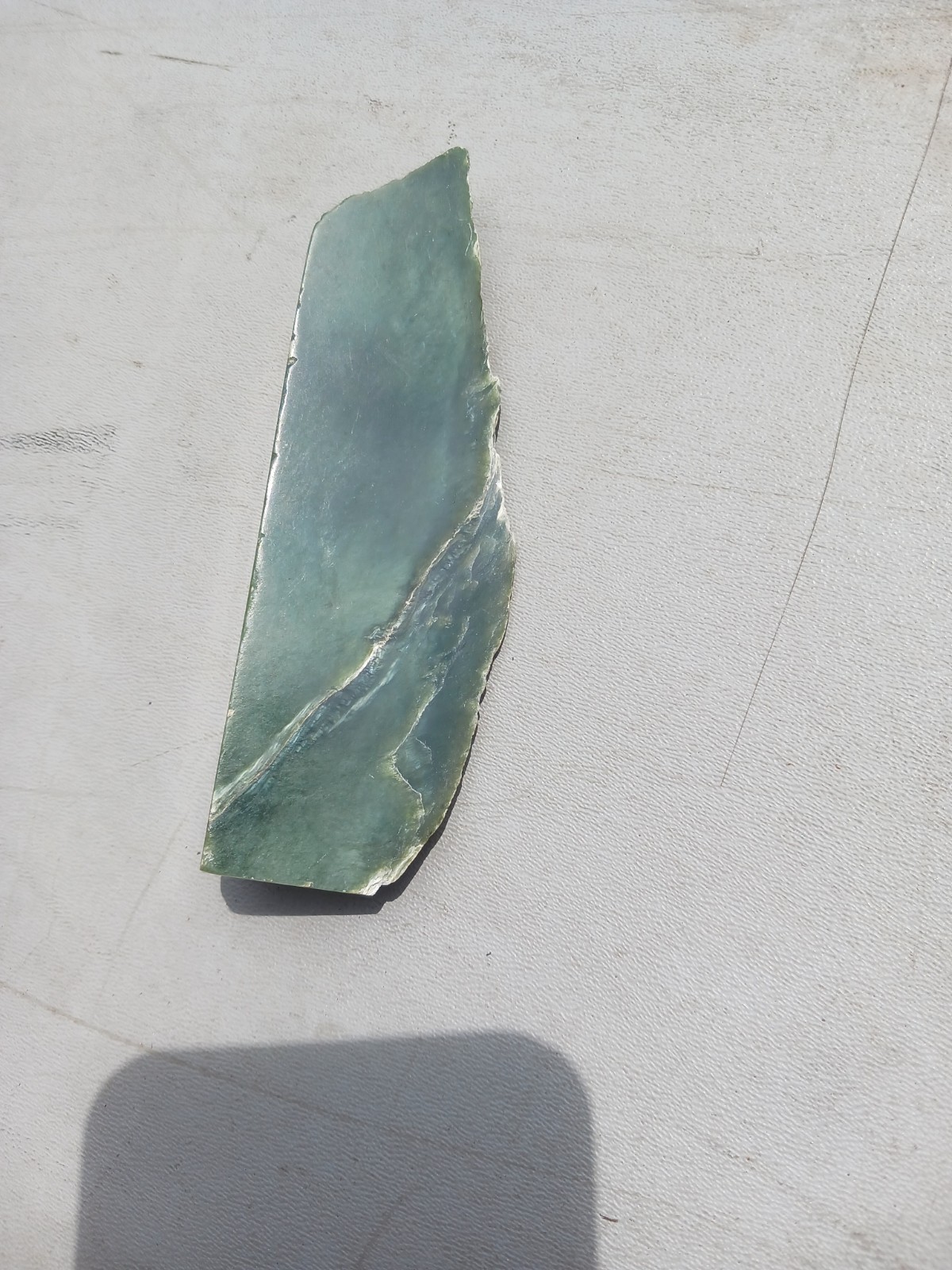 polished Green Nephrite Jade Stone Slab Wedge Shape #153g 5.25″ X 1.75″ X 1″