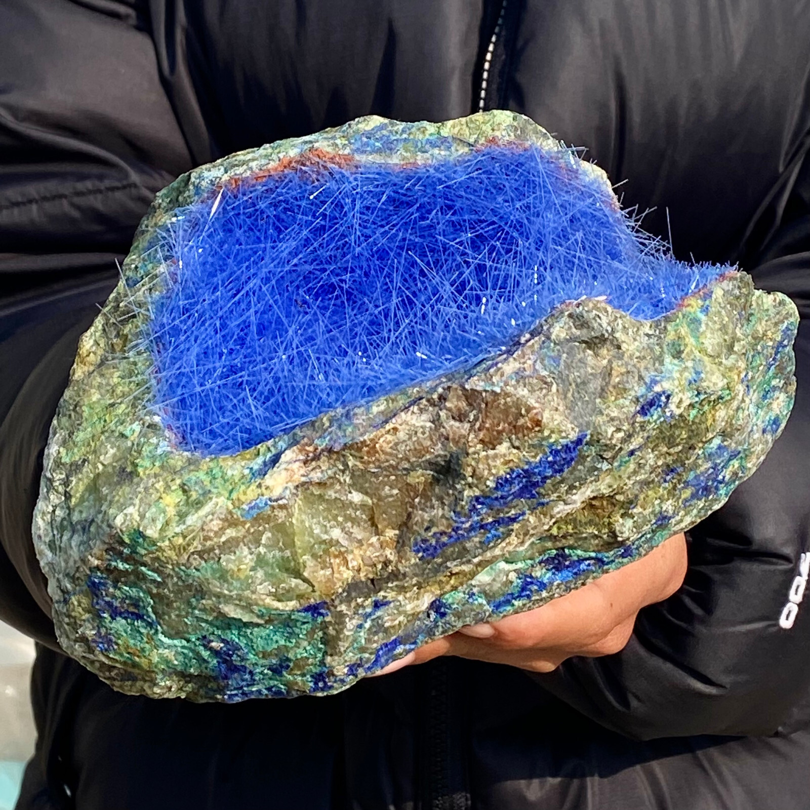 5.38LB Natural Blue Needle Iron Ore Mineral , Original Ore Quartz Crystal