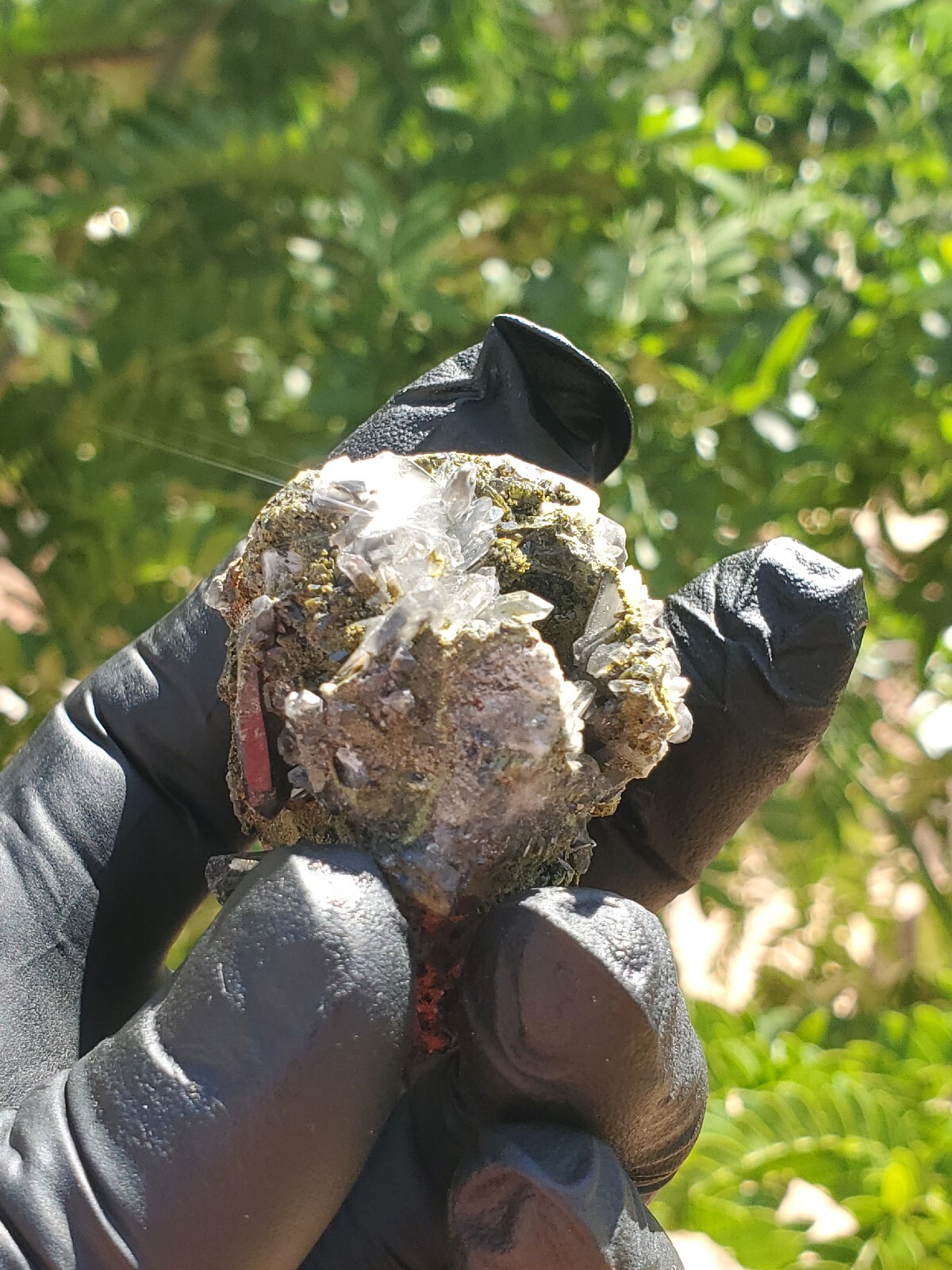 64gNatural Epidote, Super Sparkly Green Epidote with Quartz Specimen, Epidote
