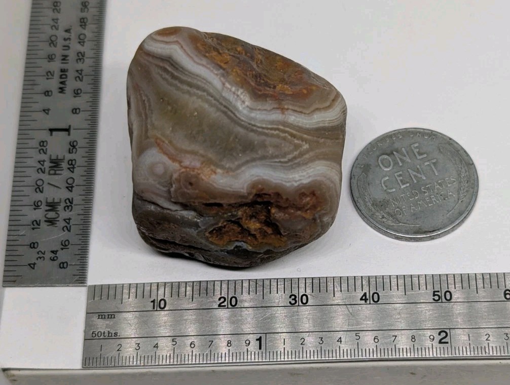 Lake Superior Agate, Great Tan, Brown And White Banding, 39 Grams (1.3+ Oz)
