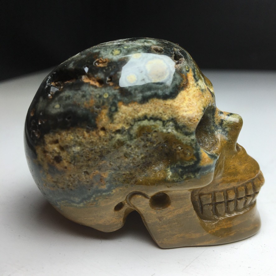 2.0″Natural Crystal Mineral Specimen.Ocean Jasper.Hand-carved SKULL.Statue.CH