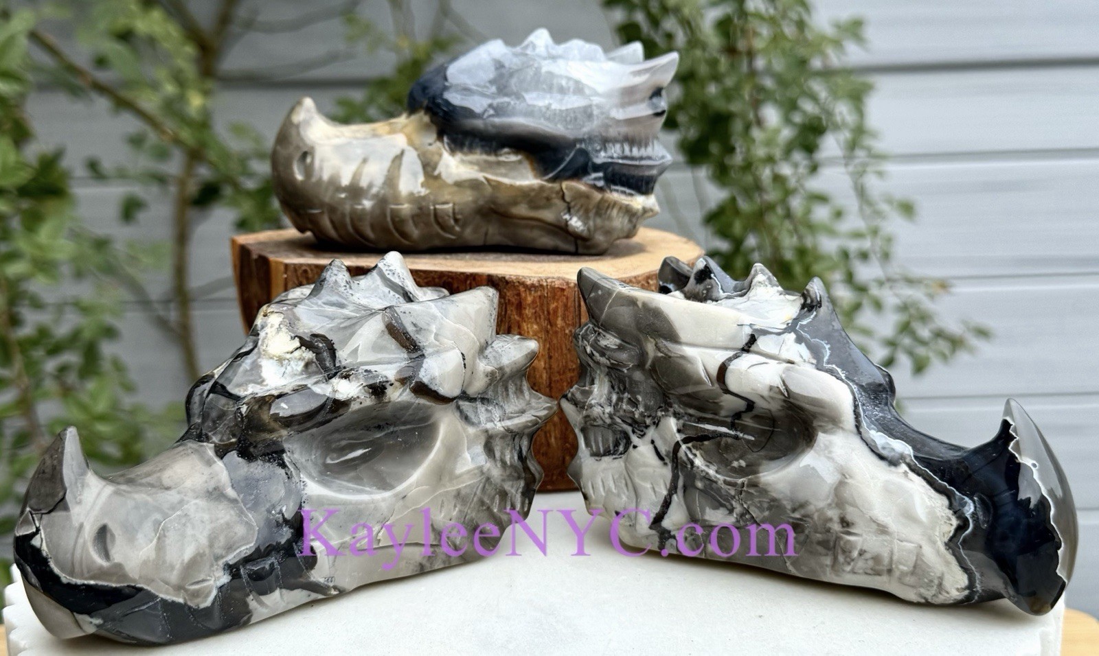 Wholesale Lot 3 Pcs Natural Volcano Agate Dragon Head