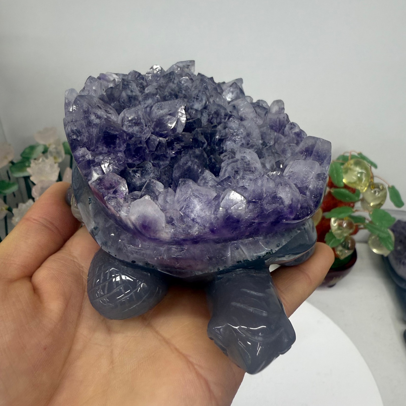 Natural agate carved Turtle quartz crystal Reiki Heal gift random 1pc