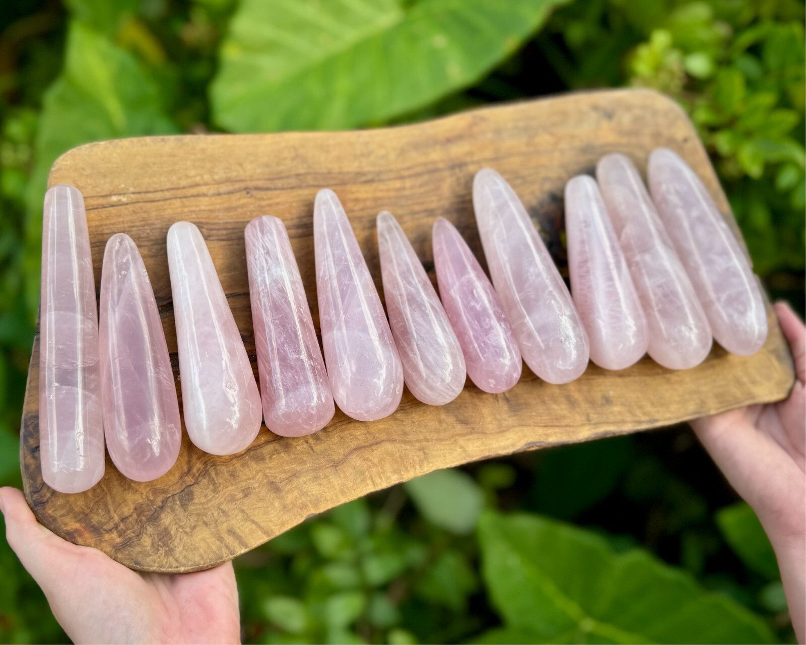 LARGE Rose Quartz Massage Wand, Natural Rose Quartz Crystal Wands – Choose Size