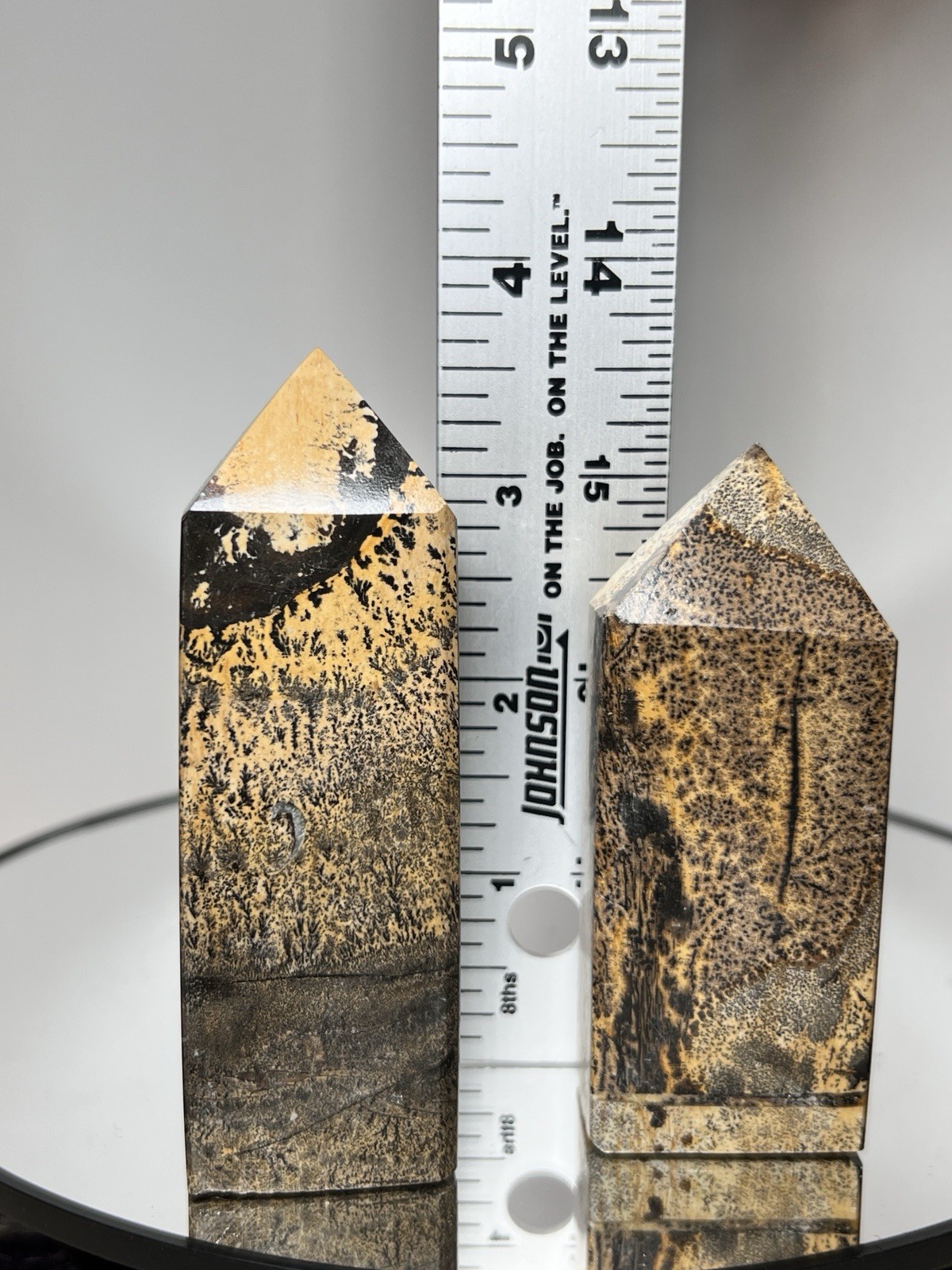 Picture Jasper 3 Piece Set – 2 Towers & Slab w/holder – Measurements In Photos