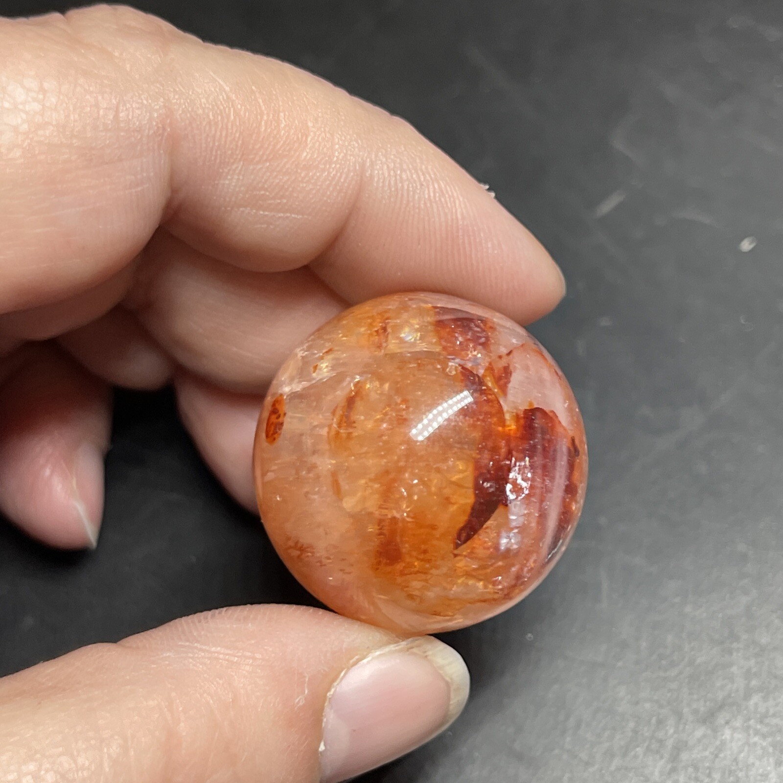 Fire Quartz Hematoid Crystal Sphere Ball Mini Sphere Marble 27.8mm