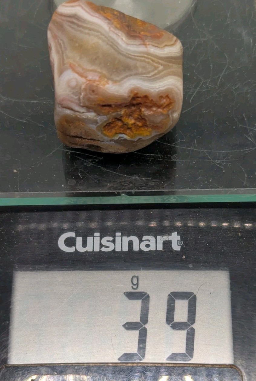 Lake Superior Agate, Great Tan, Brown And White Banding, 39 Grams (1.3+ Oz)
