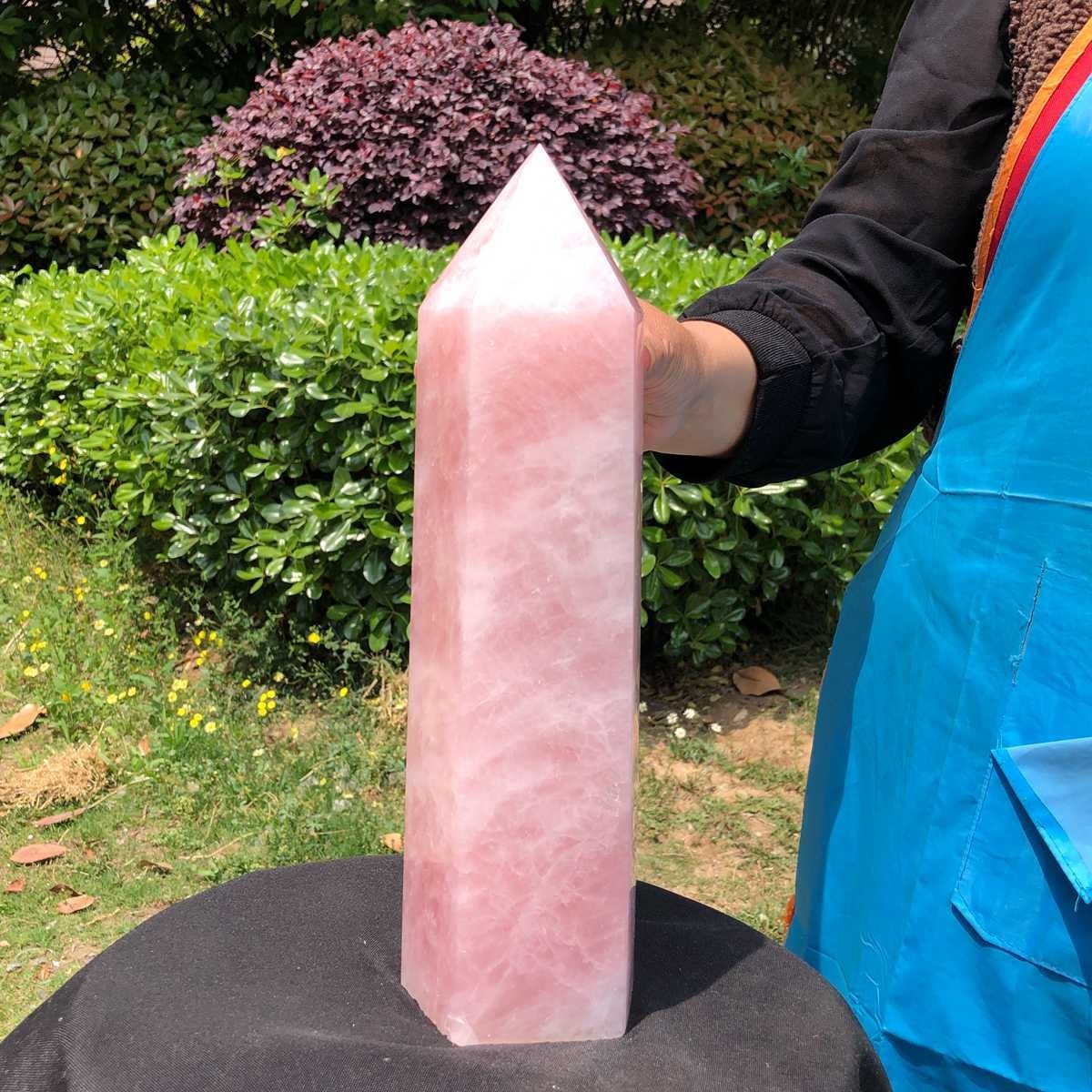 9.74LB Natural rose quartz obelisk pink crystal tower point healing decor