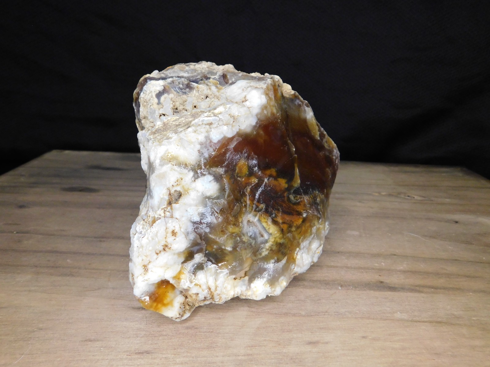 Dark Caramel Brown and White Agate 2 lbs. 9oz. Vintage