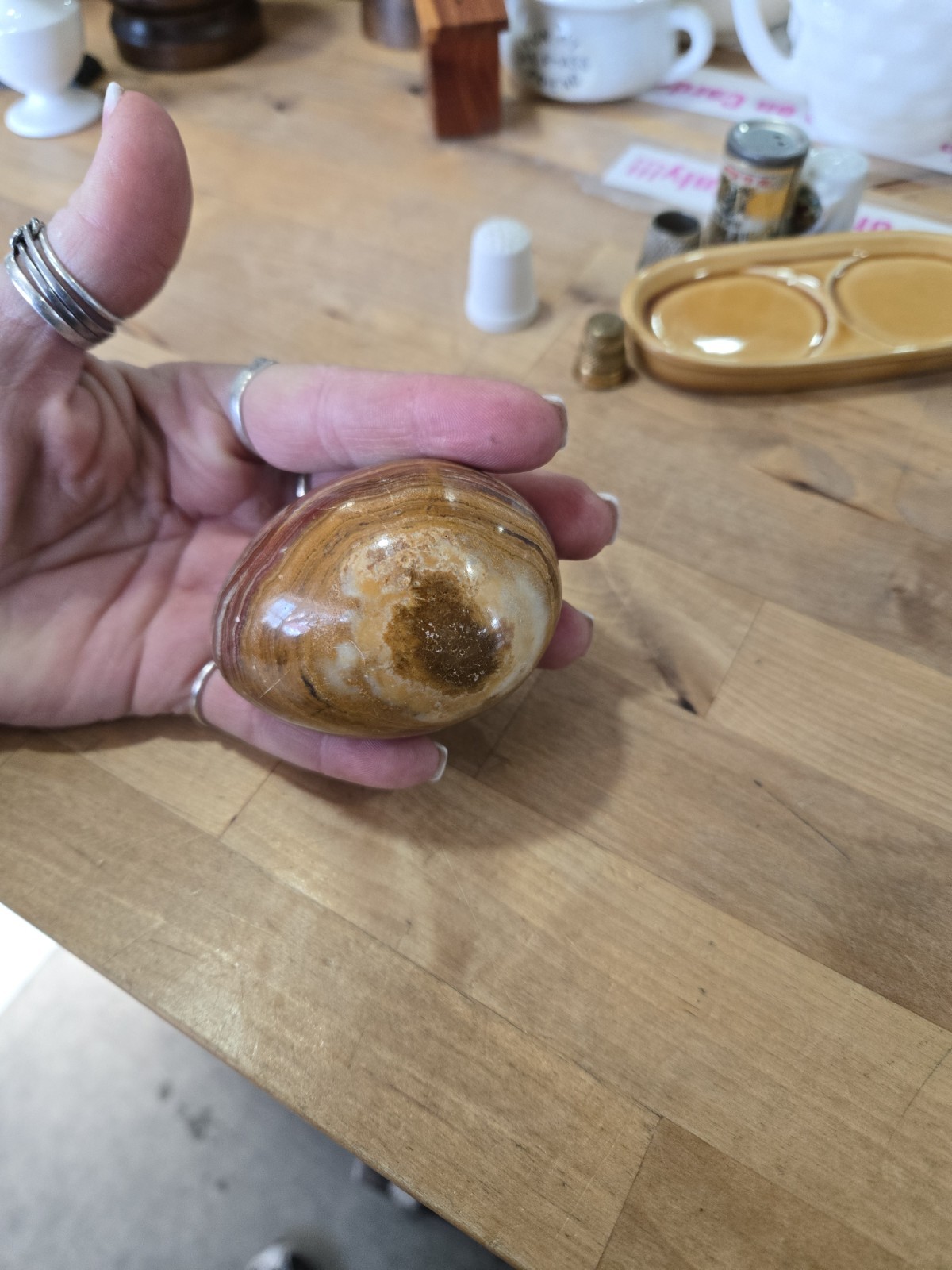 Banded Onyx Egg Natural Stone Polished Agate 9oz Mystic Stone Healing With Stand