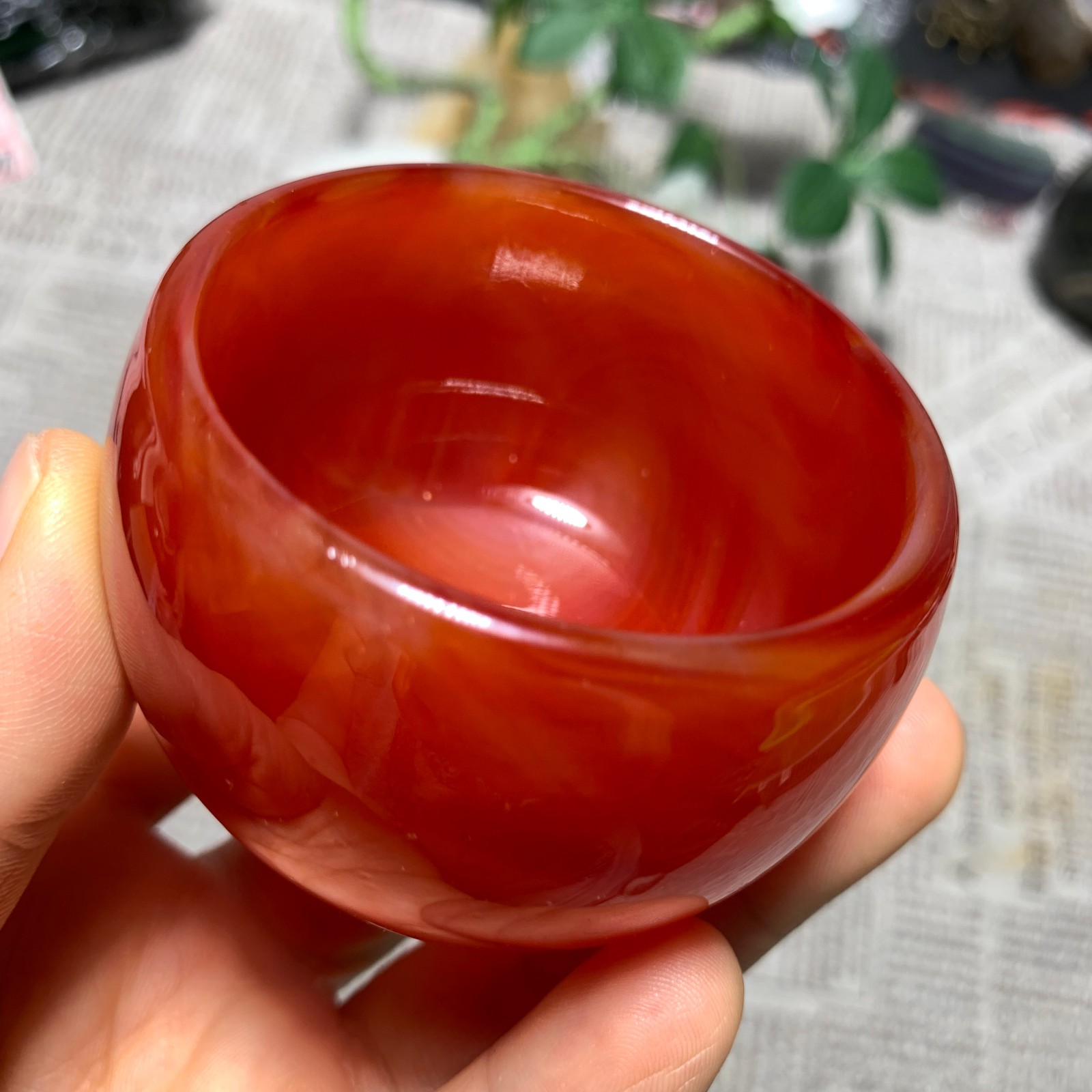 154G Red Agate Bowl Carving Carnelian Cup Glass Cup Reiki Manual Crystal Collect