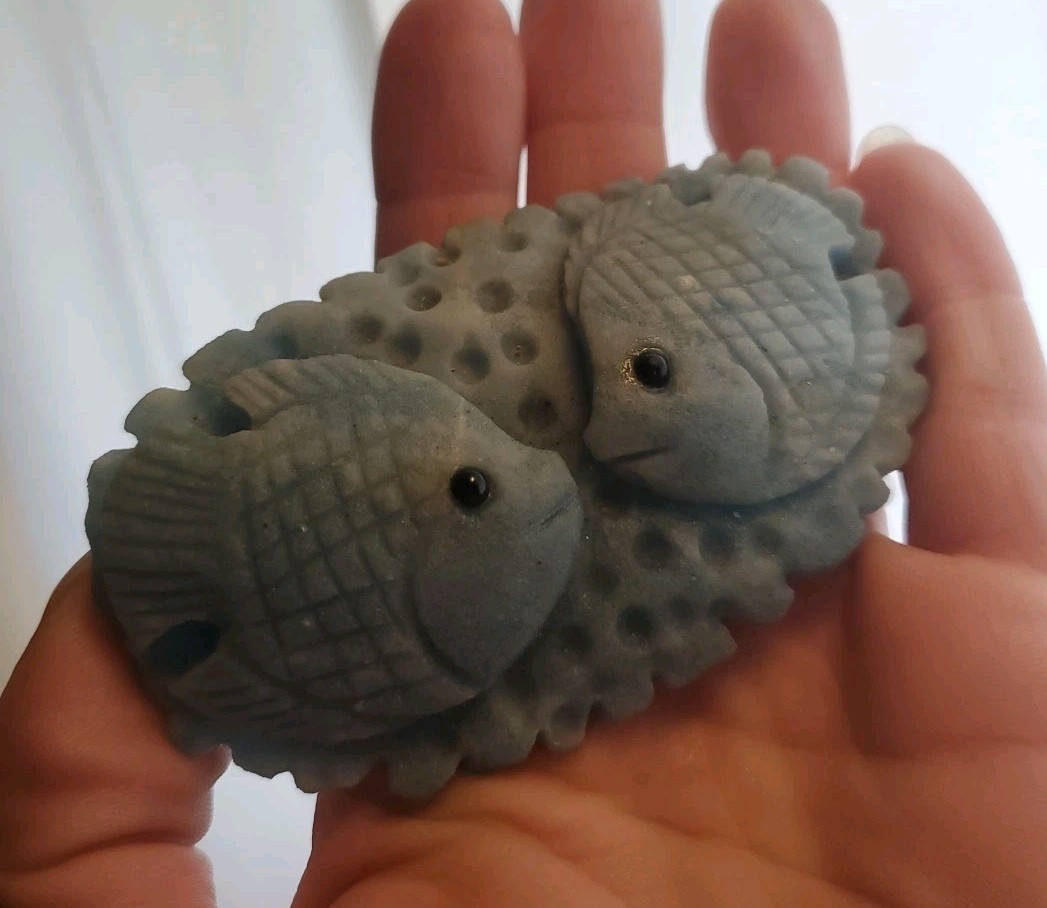 Carved Blue Ore Stone Fish Crystal Figure