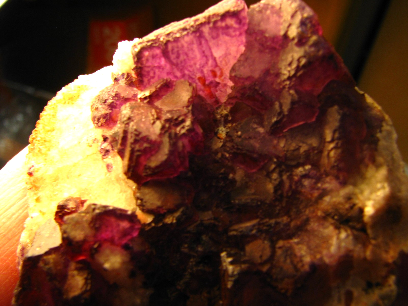.24lb 3×2.5inch PURPLE FLUORITE ON CALCITE/QUARTZ QINGLONG MINE CHINA #137
