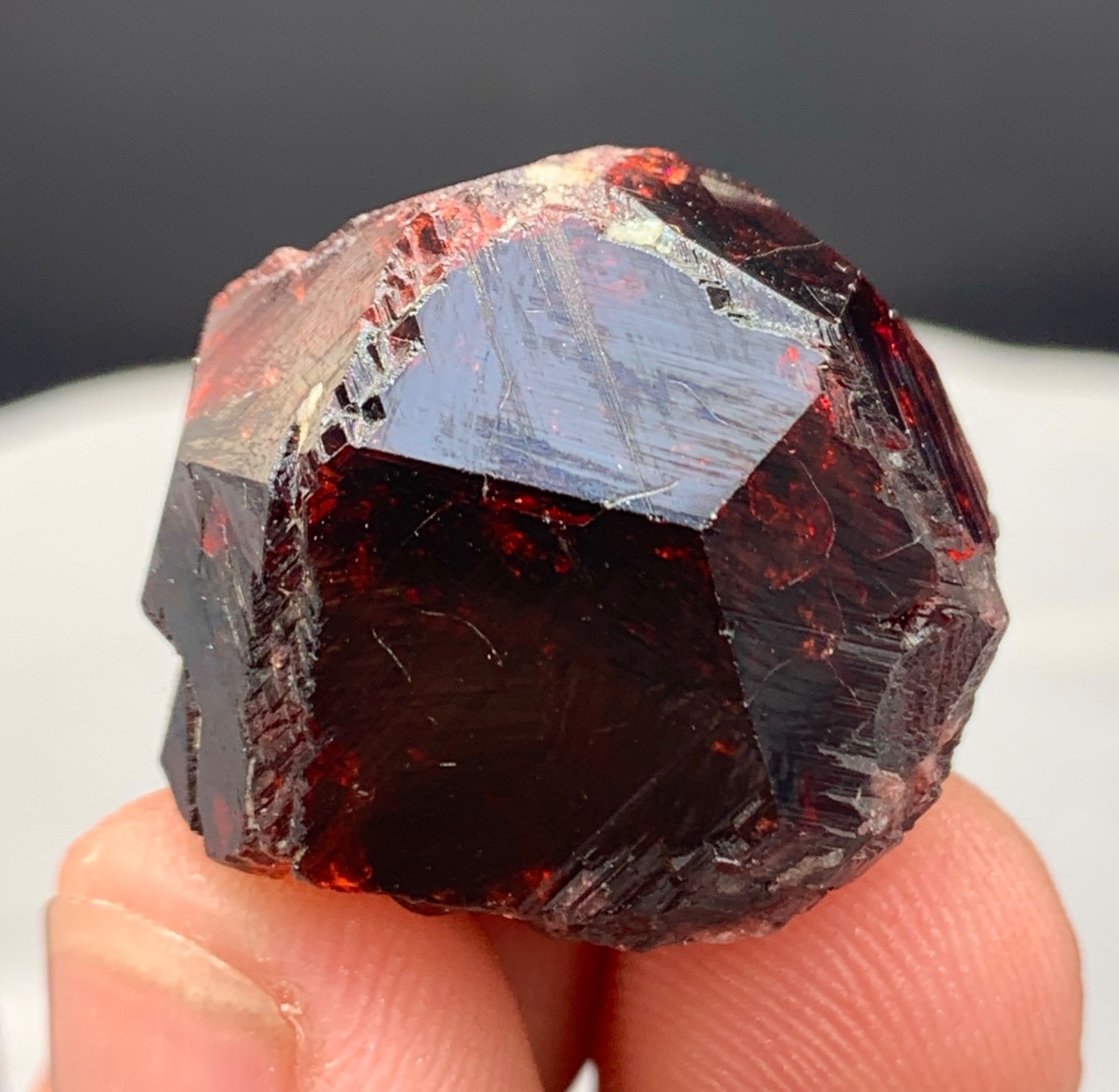 24 Gm Natural Etched Almandine Garnet Crystal, Geometric Patterns Crystal Pak