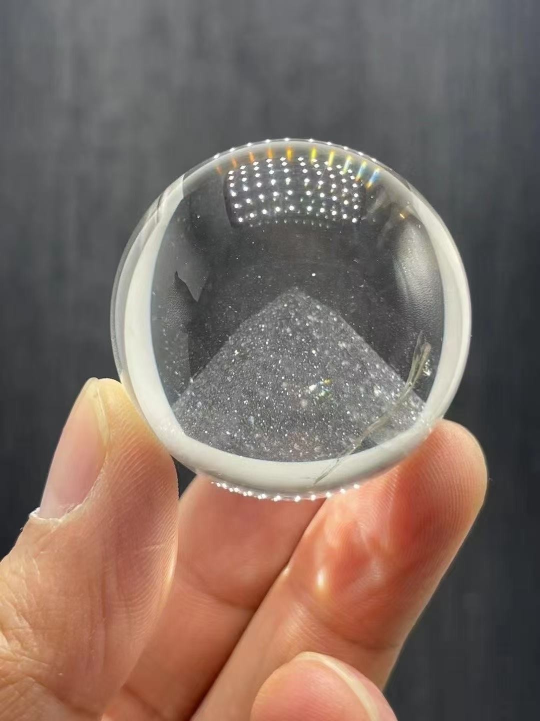 40mm Natural clear crystal sphere quartz pyramid polished ball Reiki energy
