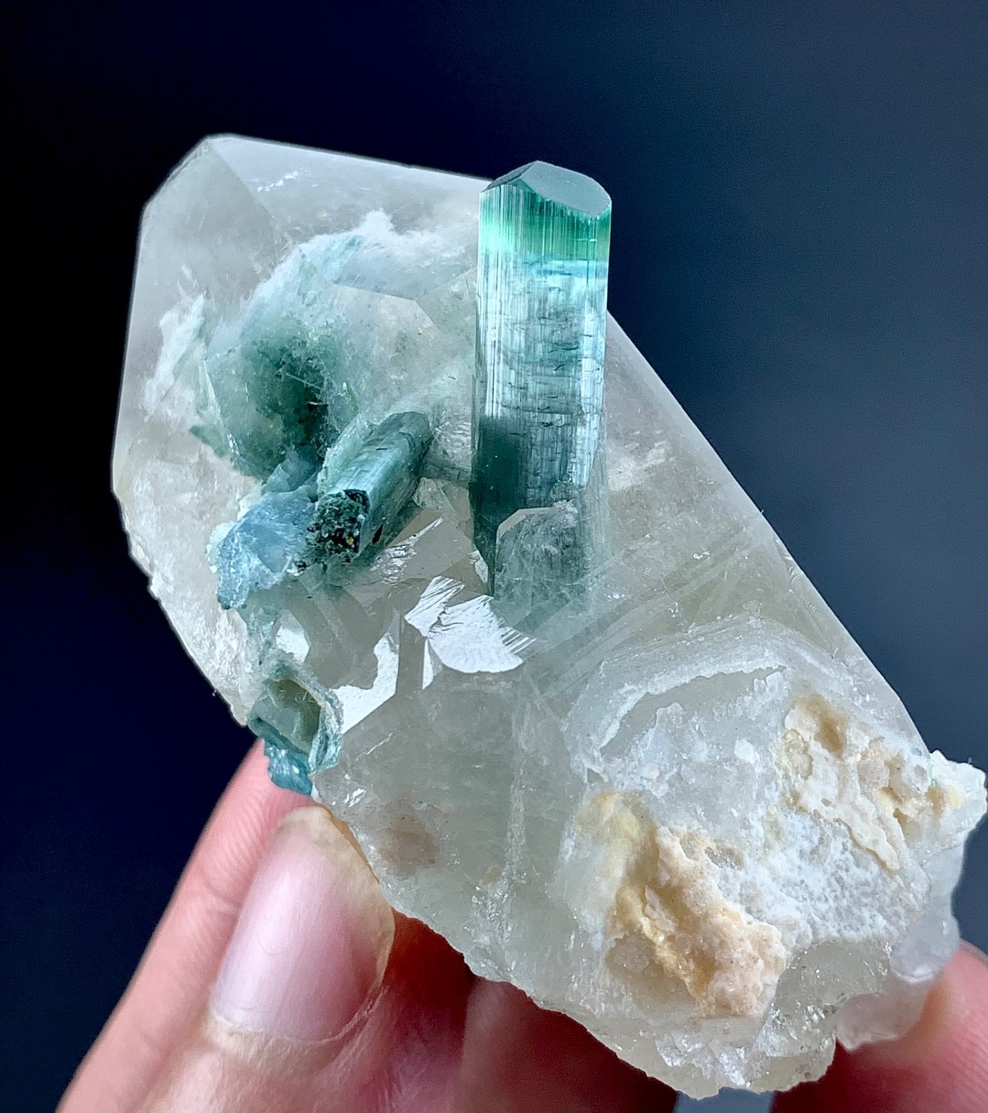 448 CTs Natural Tourmaline Crystal Embedded in Quartz specimen from Afghanistan
