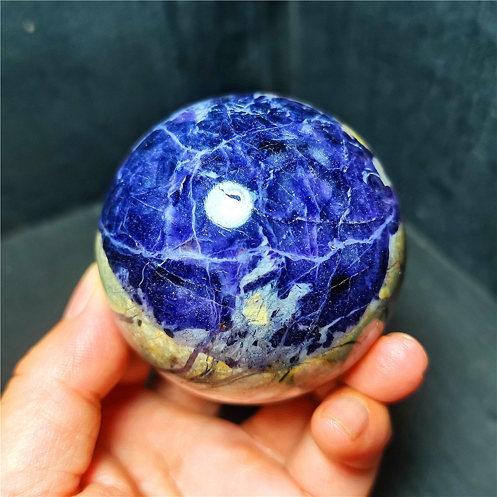 TOP 380.6g Natural Purple Lilac Snowflake Fluorite Quartz Crystal Sphere WD2259