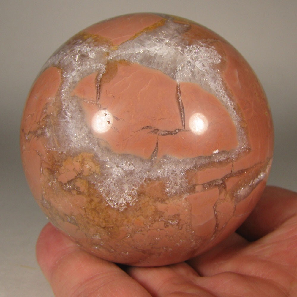 2.7″ PINK AGATE Polished Gemstone Sphere Ball w/ Stand – Brazil – 69mm
