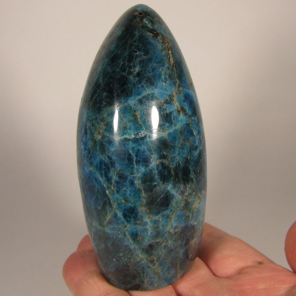 4.1″ Blue APATITE Polished Crystal Freeform Standup – Madagascar – 1.5 lbs.
