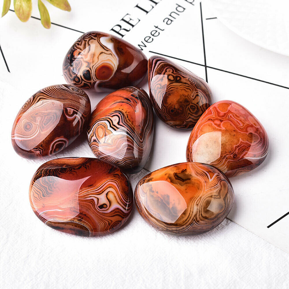 Natural 10Pcs Silk Banded Lace Agate Crystal Sardonyx Carnelian Stone Wholesale
