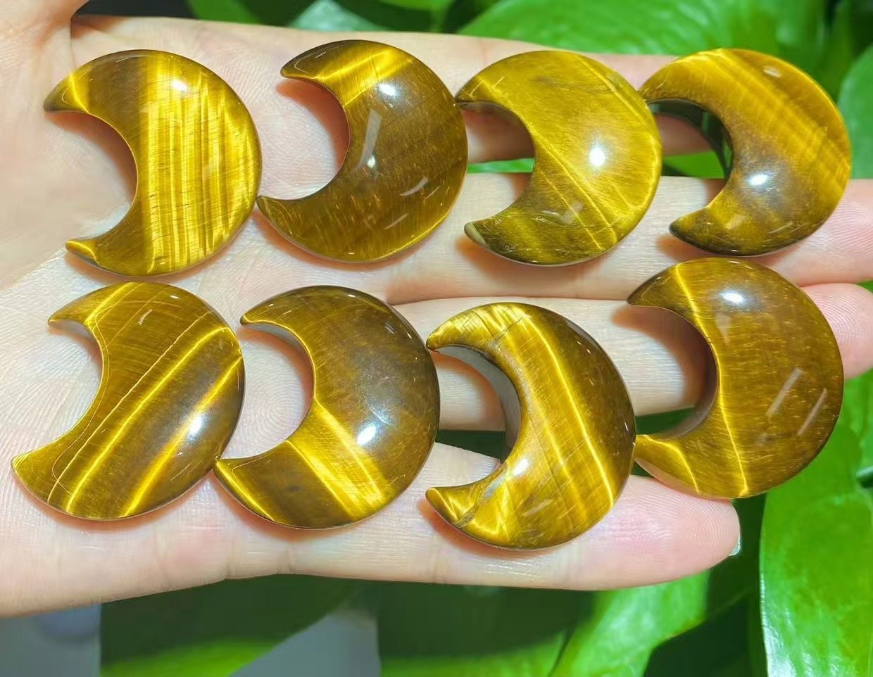 10PCS Natural Mixed material moon palm Reiki Crystal Quartz Healing Decorate