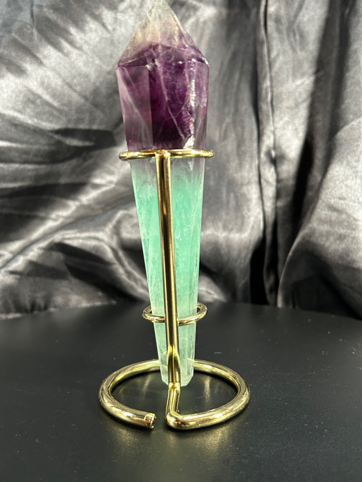 6″ Rainbow Fluorite Wand With Metal Stand 6oz (170 grams)