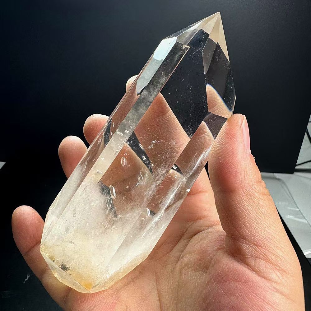 600g Natural White crystal Quartz Obelisk Energy Tower Point Reiki Decor+Stand