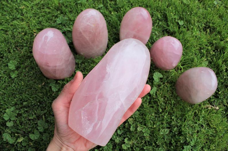 Rose Quartz Polished Freeform, Large Free Standing Cut Base, Specimens