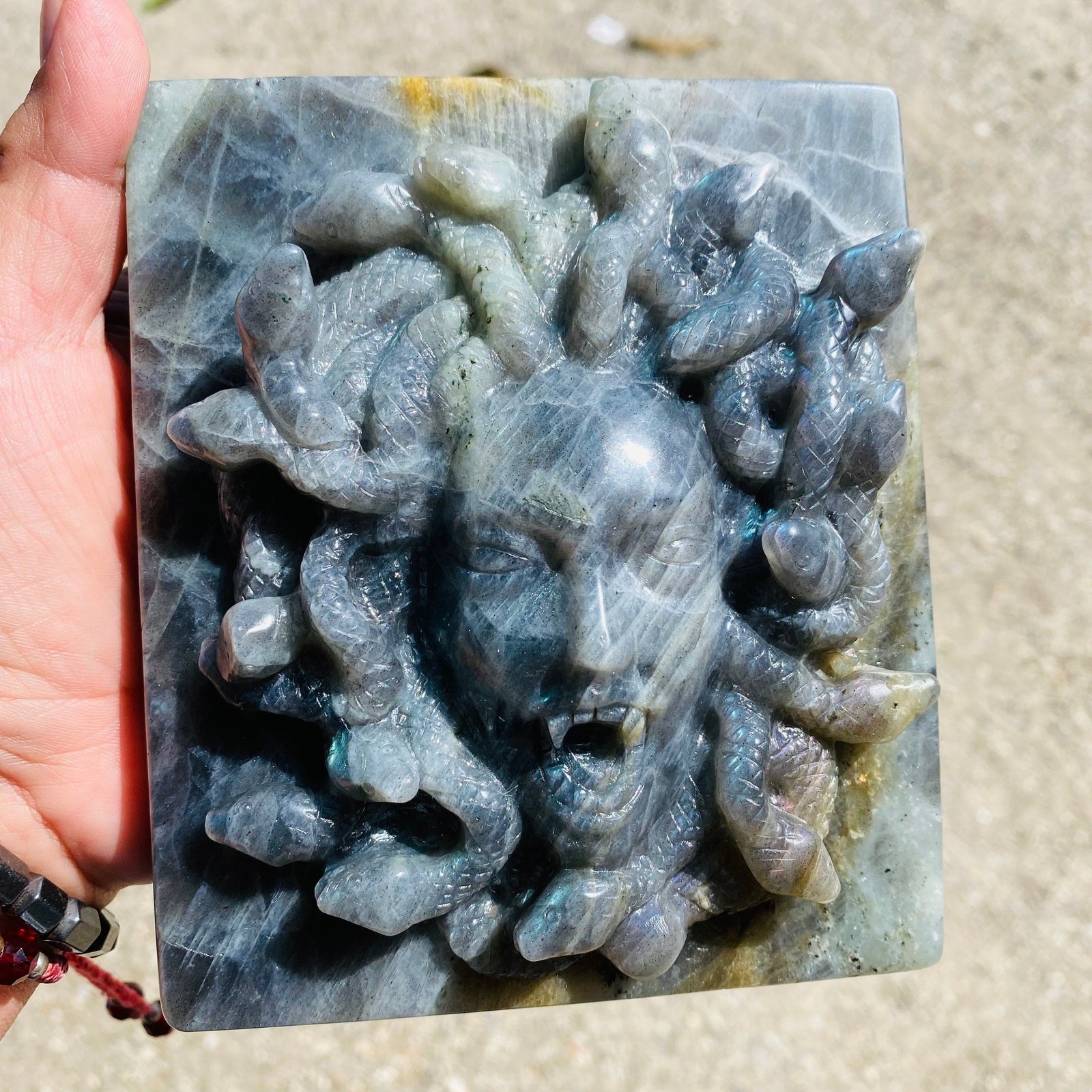 Beautiful Labradorite Medusa Carving. Over 2kg!