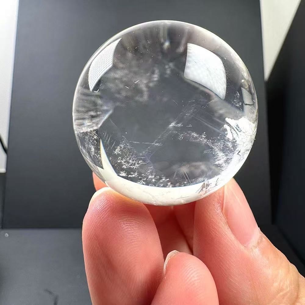 38mm Natural clear crystal Sphere Blue needle Quartz ball Healing Reiki energy