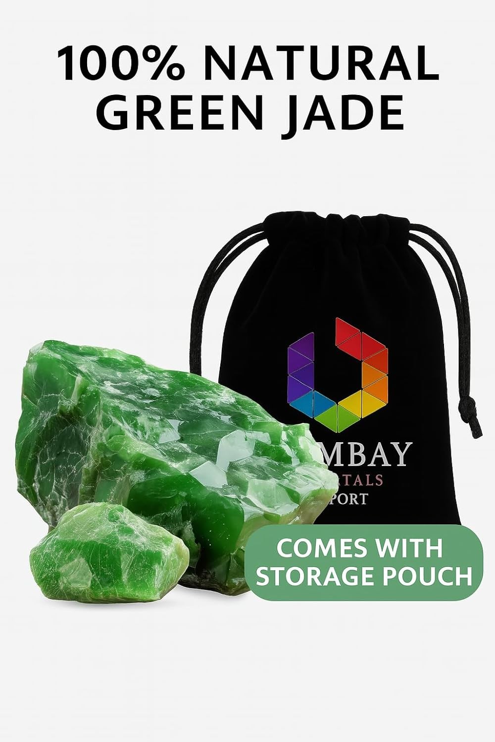 Green Jade Raw Crystals – Large 1.25-2.0” Natural Healing Stones for Luck, P