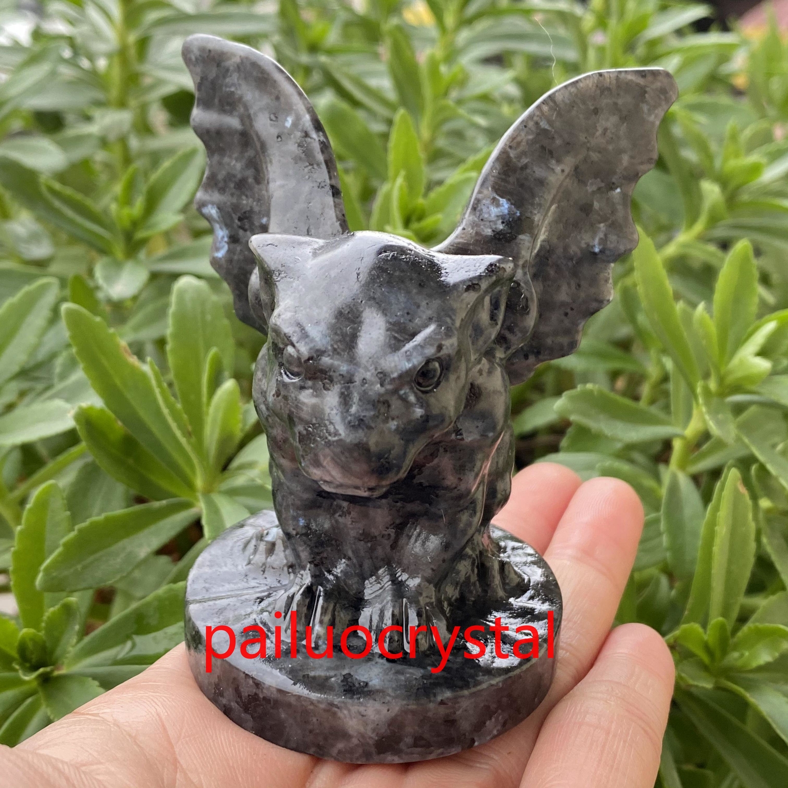 200g+ 1pc Natural Specctrolite Gargoyle Quartz Crystal Skull Carved Figurines 3″