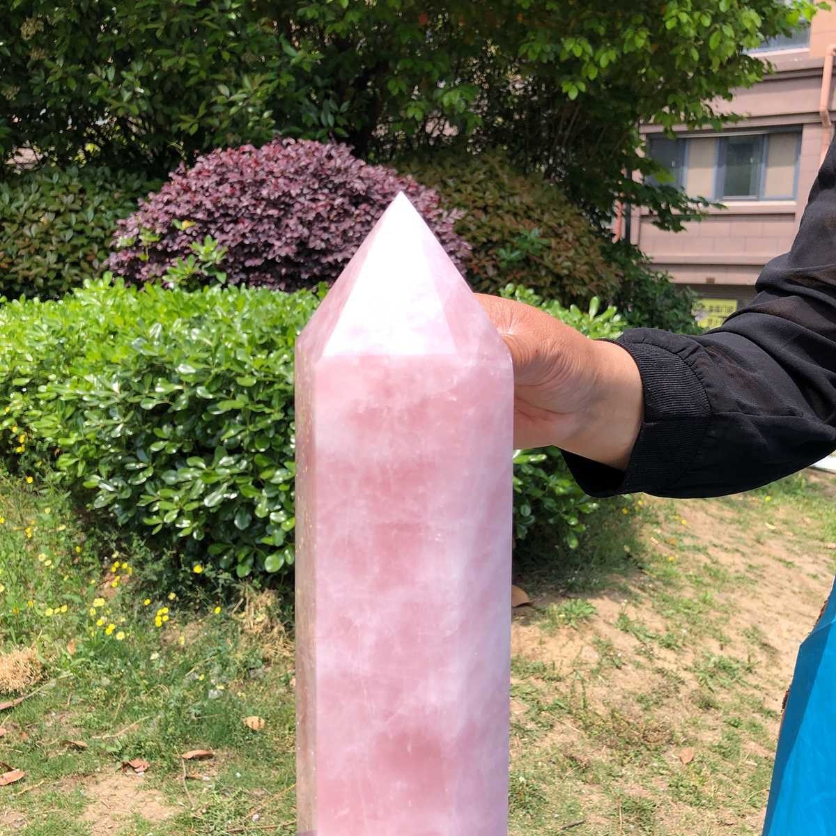 9.19LB Natural rose quartz obelisk pink crystal tower point healing decor