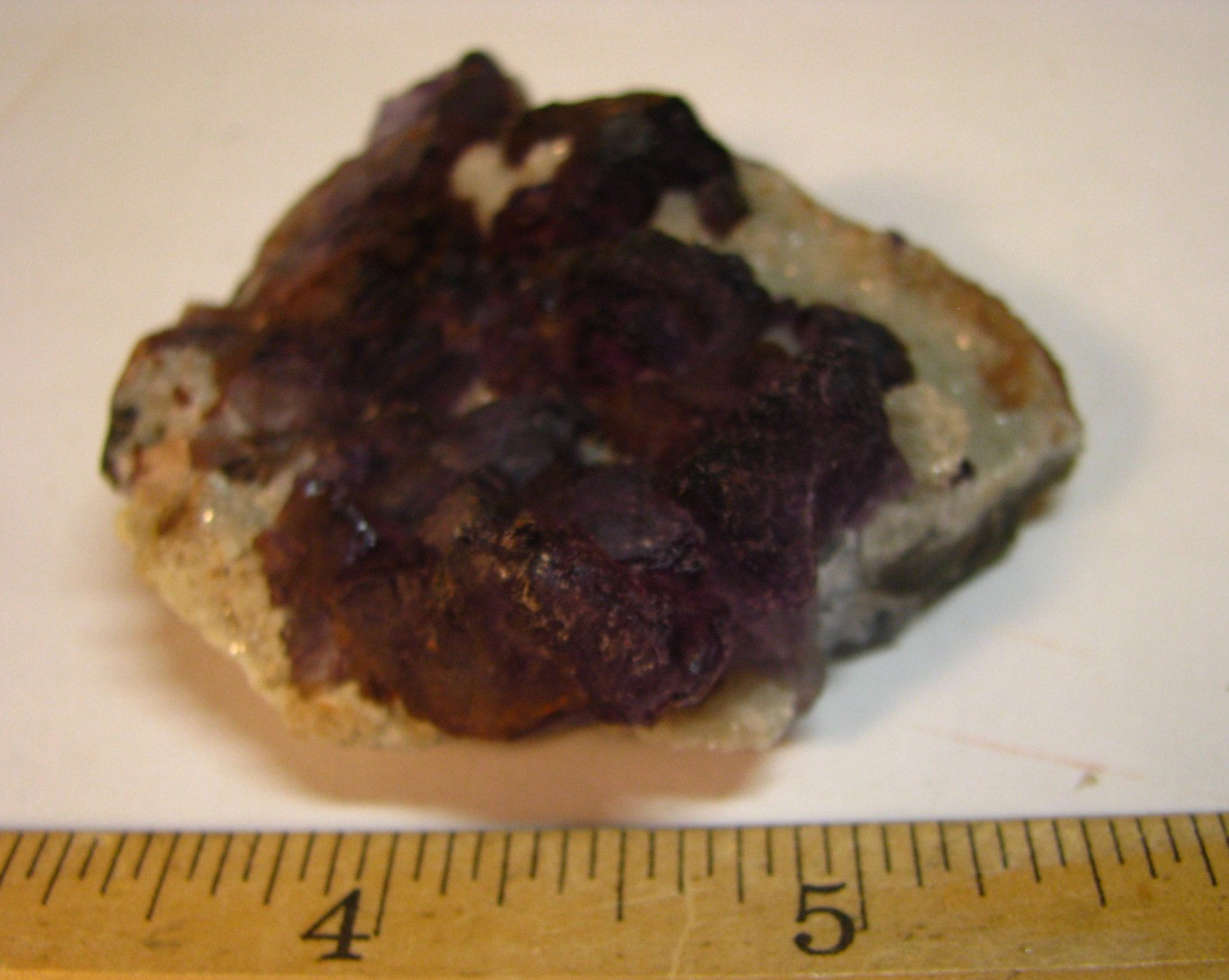 .24lb 3×2.5inch PURPLE FLUORITE ON CALCITE/QUARTZ QINGLONG MINE CHINA #137