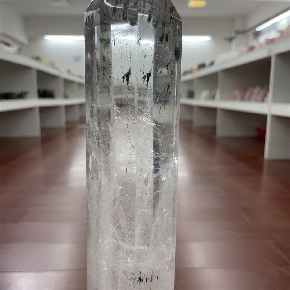 5.1LB 20.2″ Natural A+++ Clear Quartz Obelisk Tower Crystal Decor Reiki Heal
