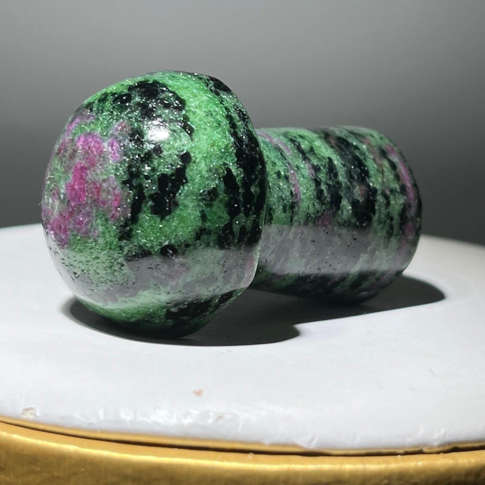 Natural quartz red green treasure, carved and polished, mushroom, reiki ener