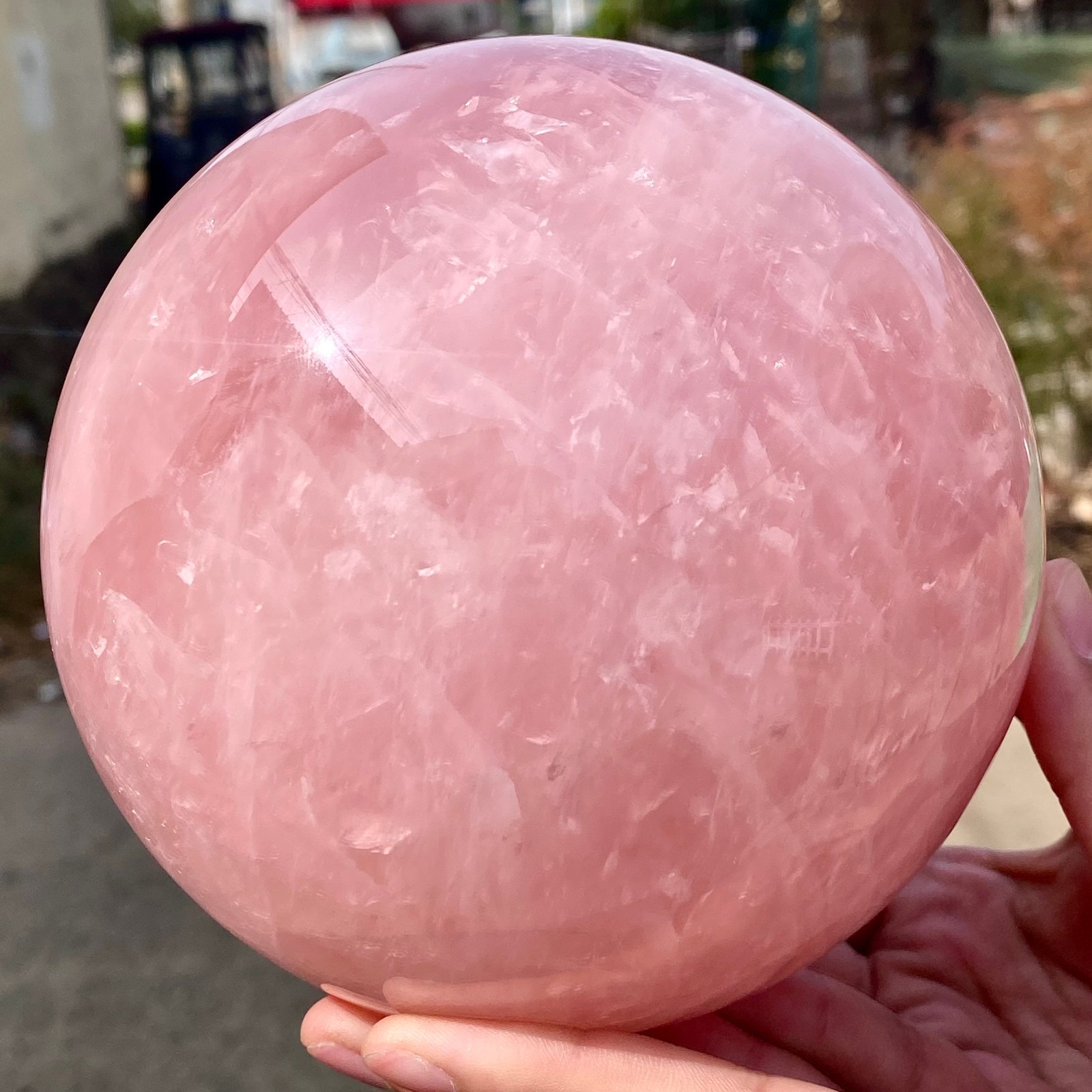 6.68LB Natural Crystal Pink Rose Chakra Quartz Sphere healing ball Specimen
