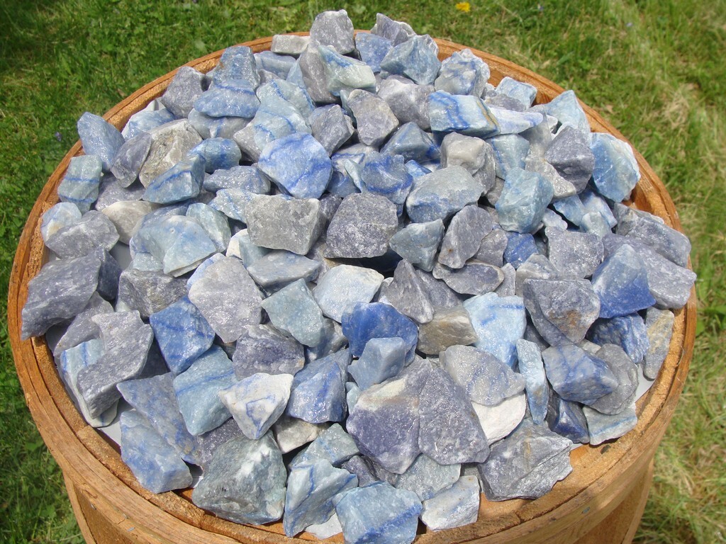 Blue Quartz Rough – Very High Quality – 3000 Carats + a FREE faceted Gemstone