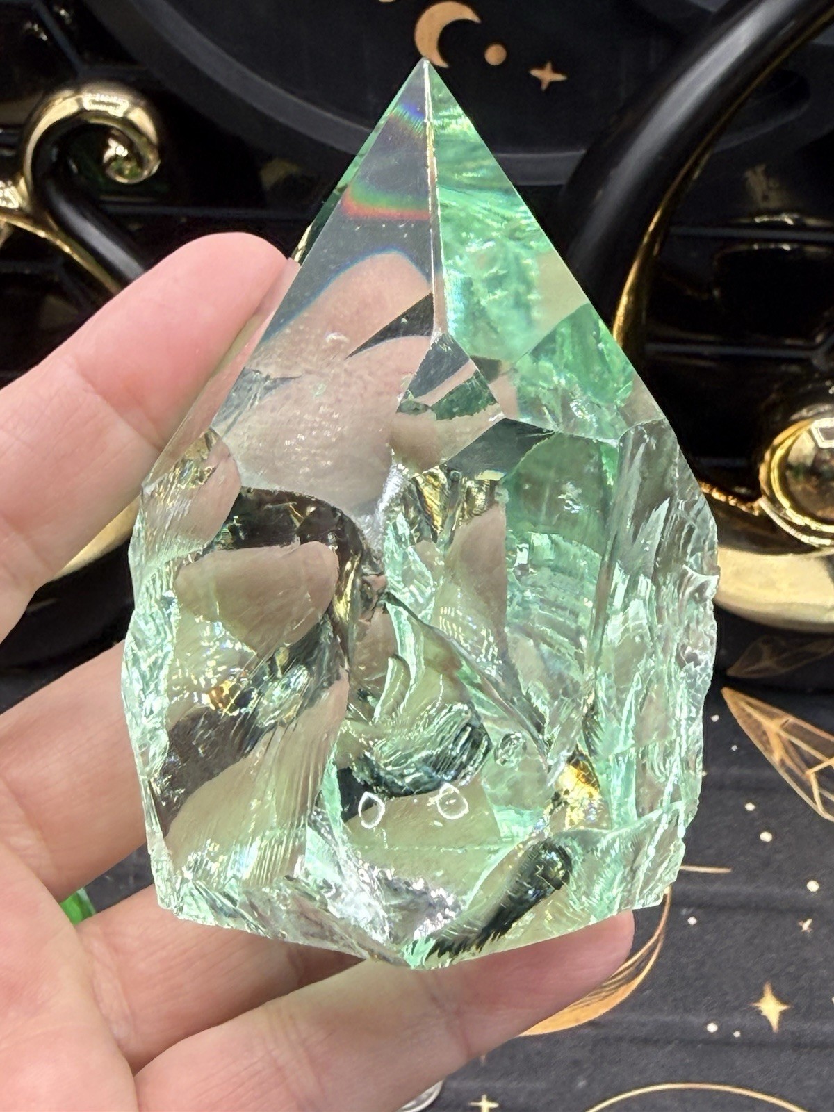 Awesome Slag Glass Top points From Mexico Stunning colors Free ship