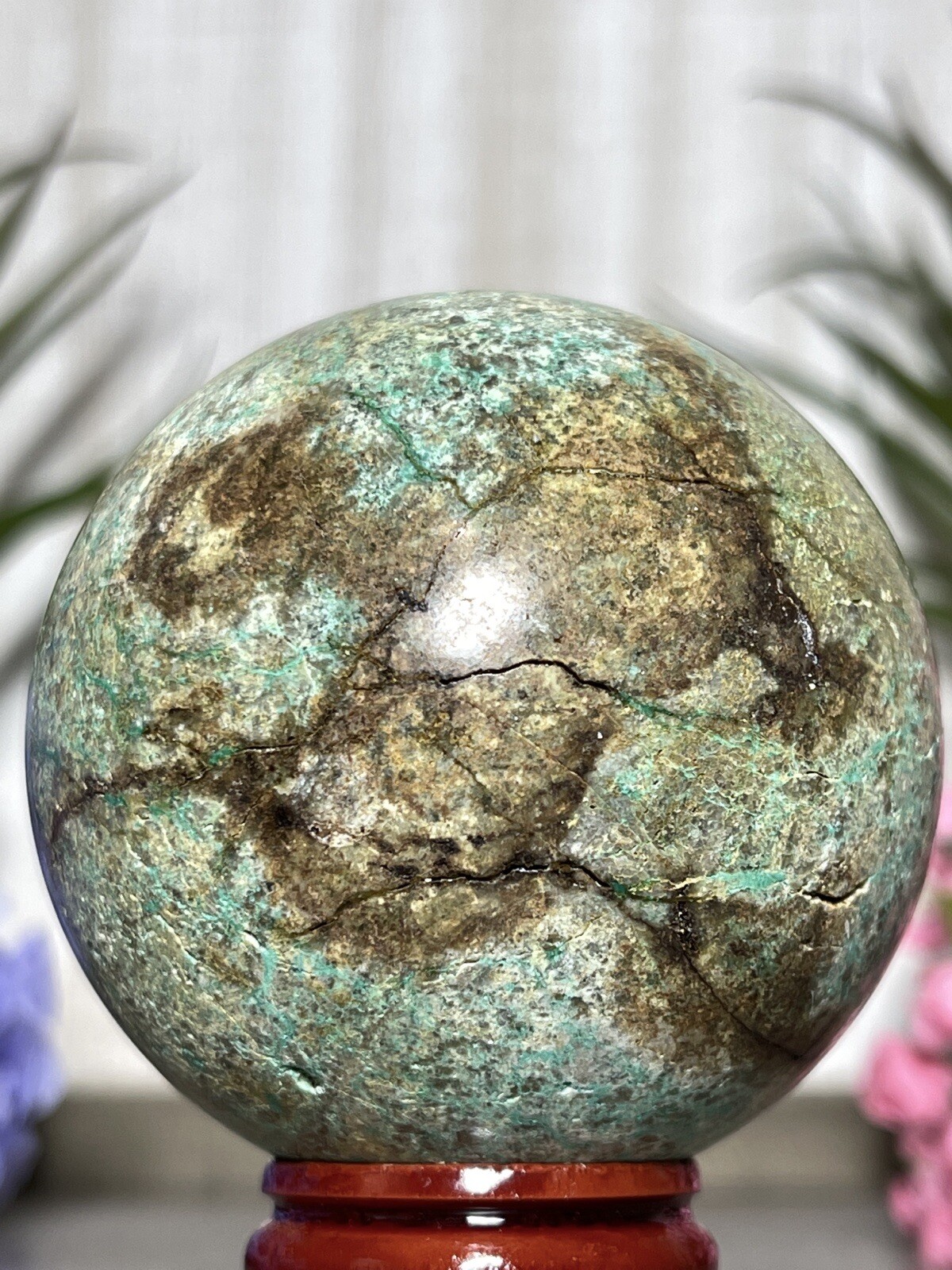 57mm PHOENIX SPHERE – Green Blue Mineral Copper Ore Malachite Turquoise Crystal