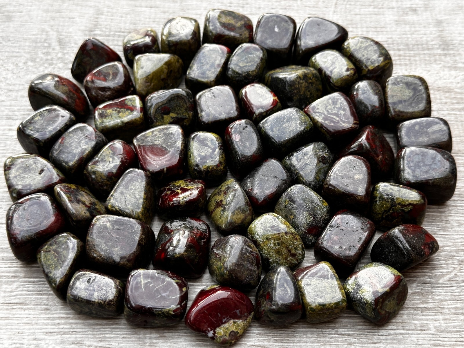 Grade A++Dragon Blood Jasper Tumbled Stones 0.75-1.25″, Wholesale Bulk Lot