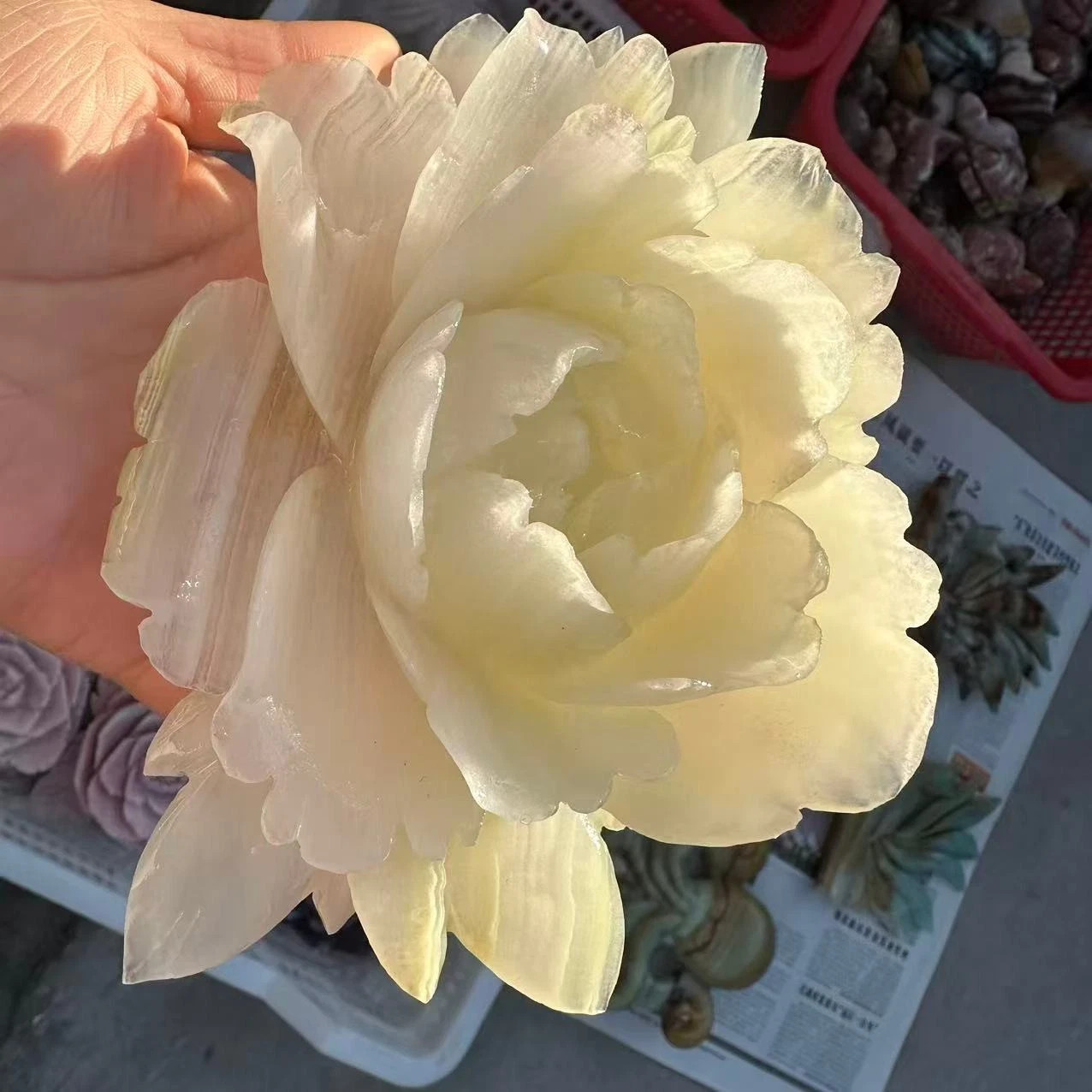1pc Natural White Quartz Carved Flower Skull Crystal Reiki Healing Decor Gift
