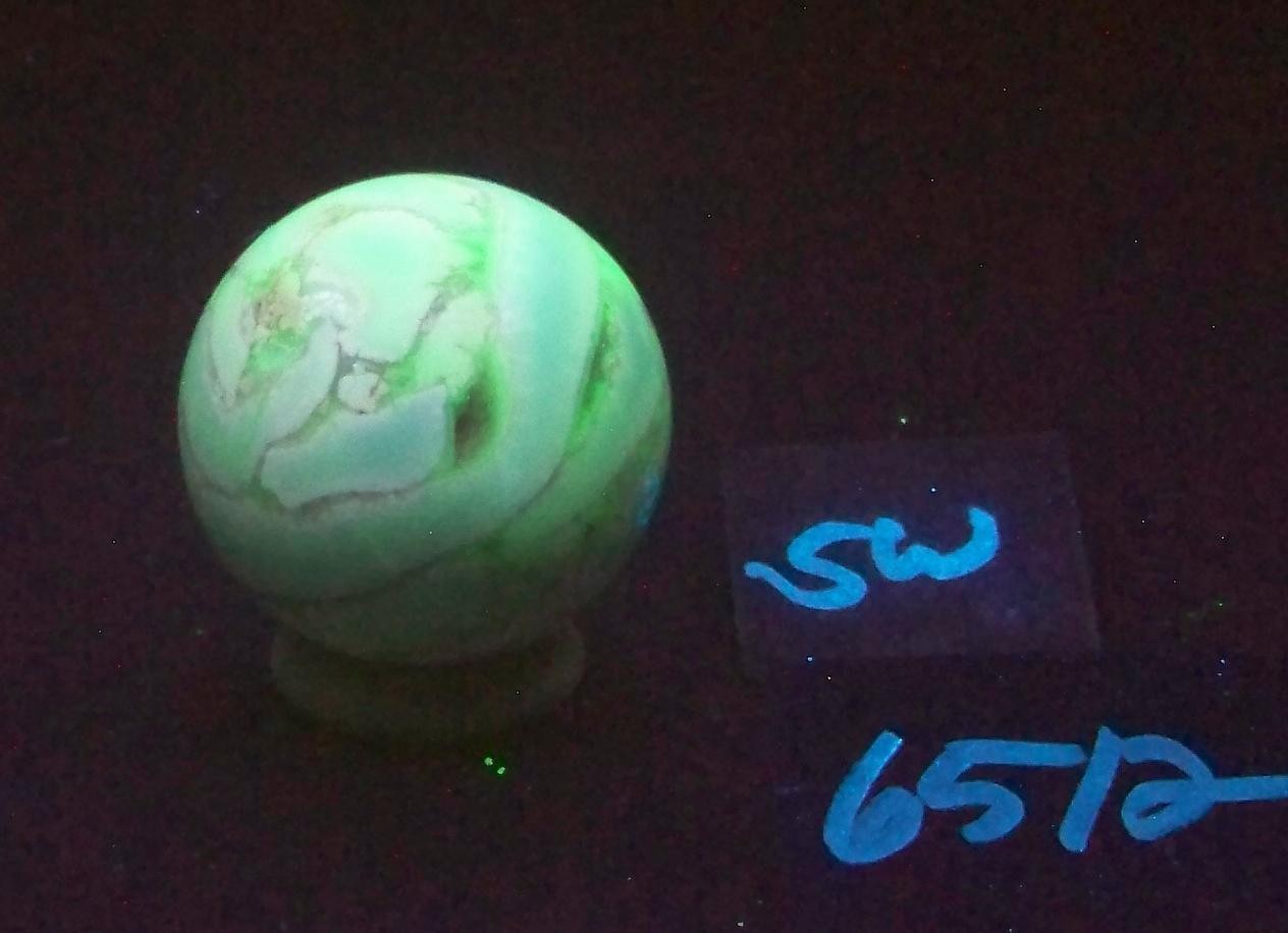 Fluorescent Chalcedony and Magnesite 38mm Sphere for UV Collection 6512