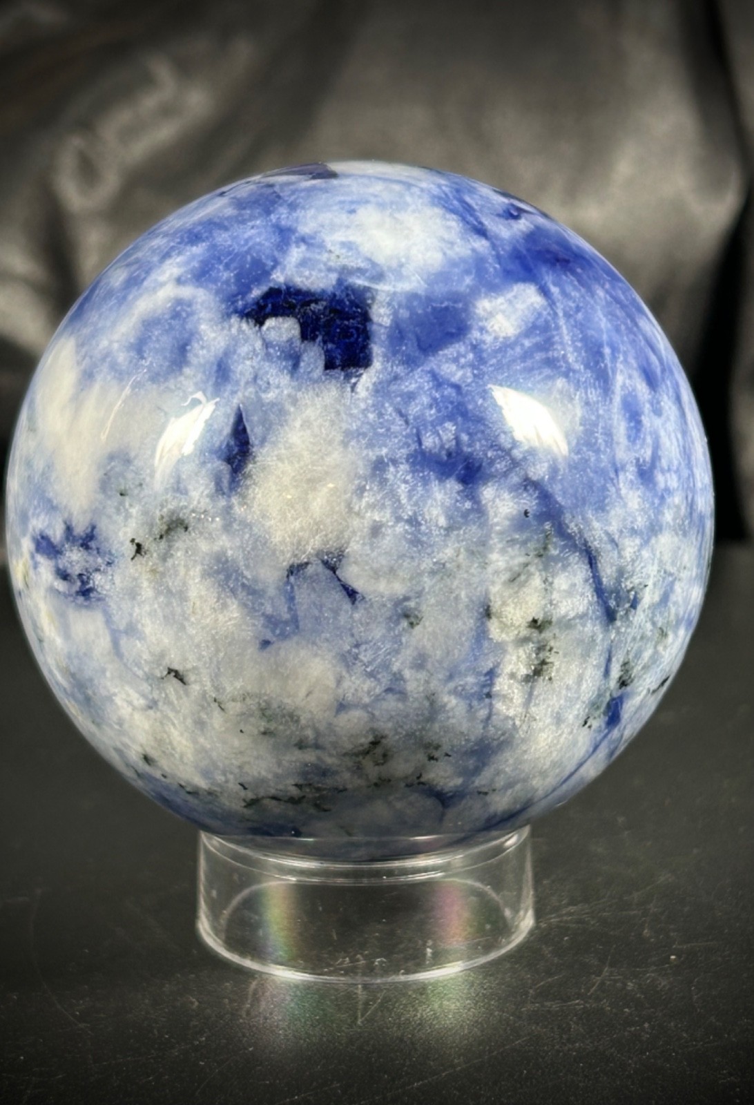 2.52” Afghanite Sphere With Acrylic Stand – Amazing UV 12.5oz (354 grams)