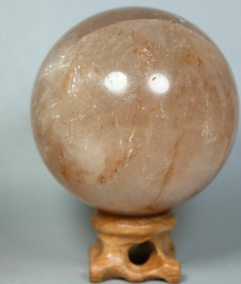 Natural RED FIRE QUARTZ Hematoid Crystal PHANTOM MULTI-INCLUSIONS Sphere Stand